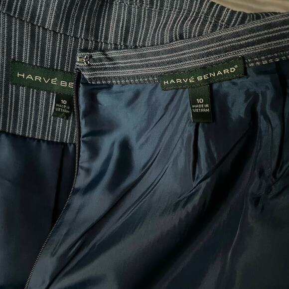 Harve Benard Vintage Denim Pinstripe Skirt Suit Lined Herringbone Jacket Sz10 - Picture 6 of 8